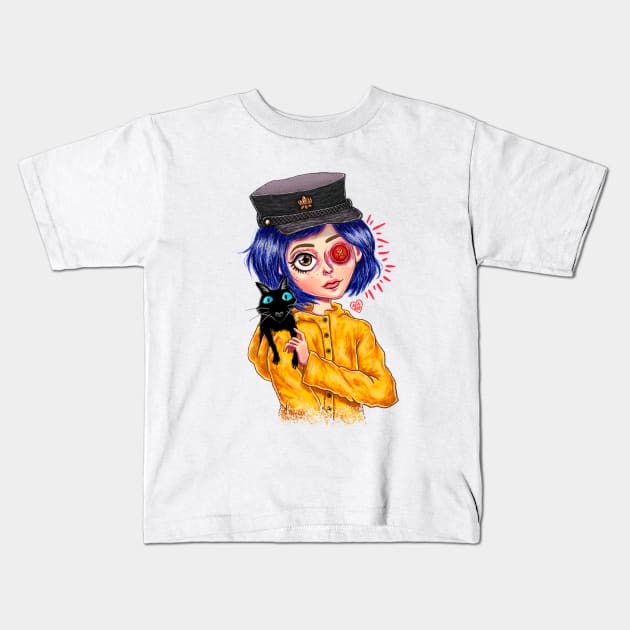 Coraline and Cat Kids T-Shirt by artemysa